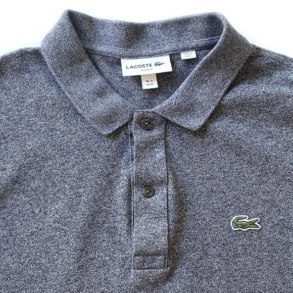 Lacoste Mens Slim Fit L.12.12 Piqué Polo Shirt Size M / 4 Short Sleeve Dark Gray - Picture 6 of 11